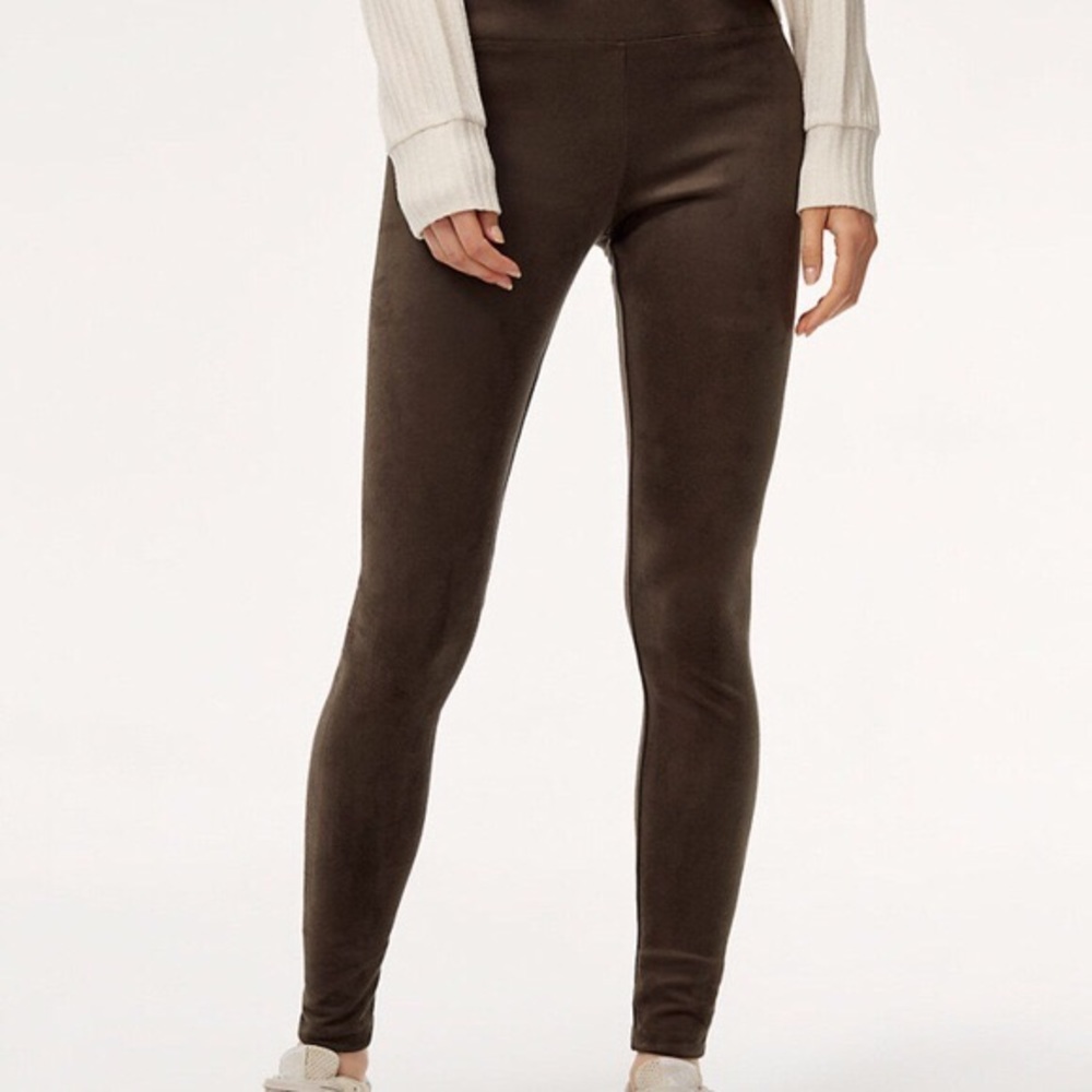 L - Wilfred Free dark taupe suede leggings